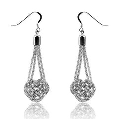 Sterling Silver Double-Strand Popcorn Link Knotted Earrings