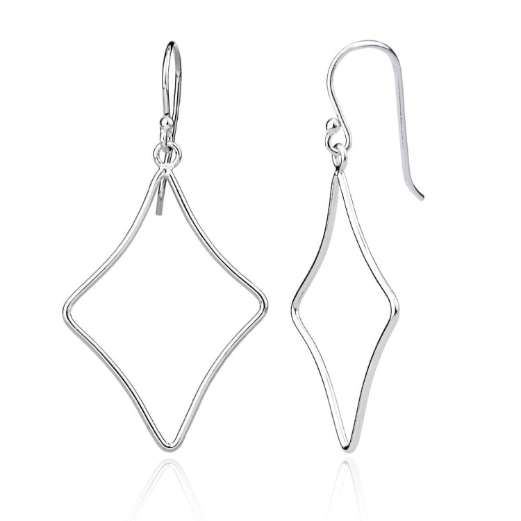 Sterling Silver Diamond-Shaped Dangling Earrings