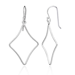 Sterling Silver Diamond-Shaped Dangling Earrings