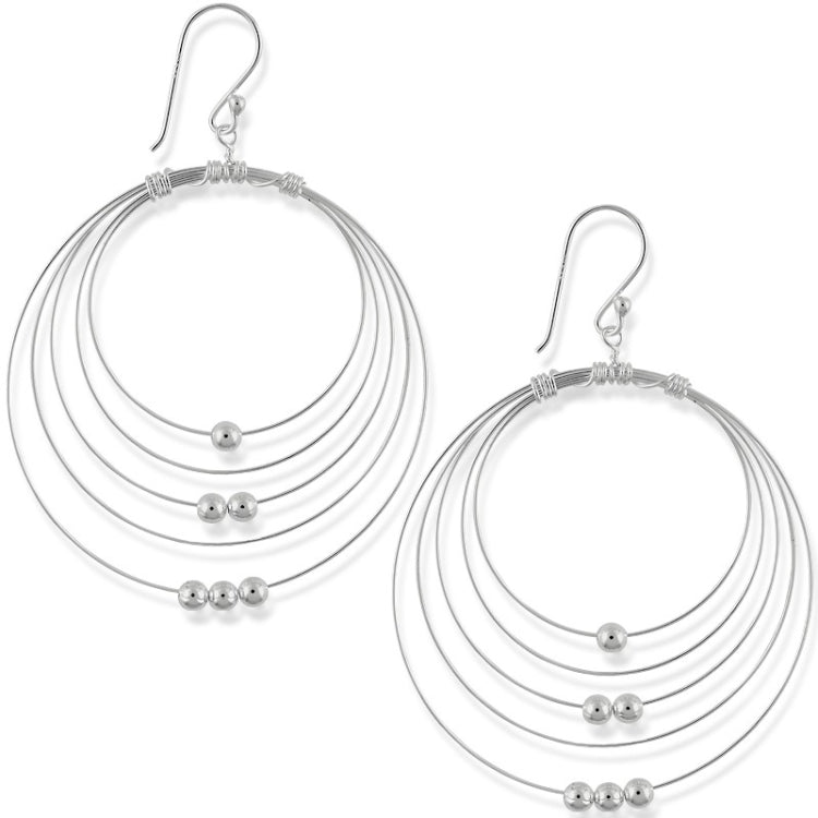 Sterling Silver Multiple Circles w/ Bead Earrings