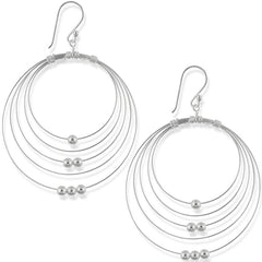 Sterling Silver Multiple Circles w/ Bead Earrings