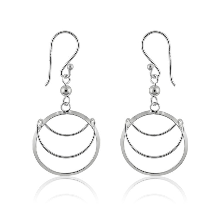 Sterling Silver Circle w/ Moon-Shape Earrings