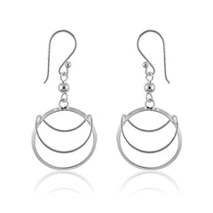 Sterling Silver Circle w/ Moon-Shape Earrings