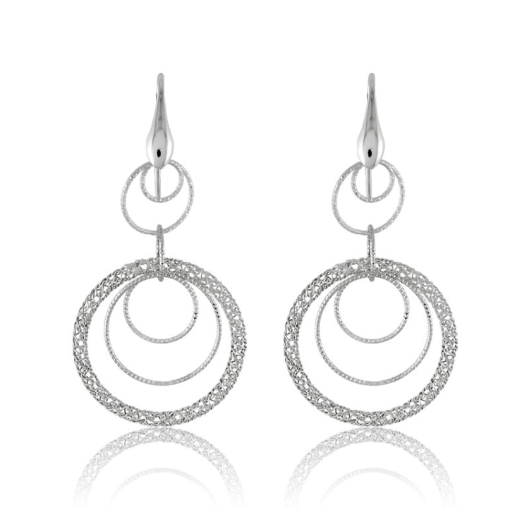 Sterling Silver Multi Circle Dangling Earrings