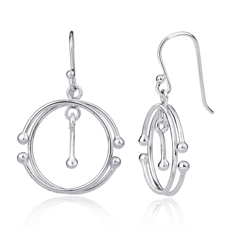 Sterling Silver Overlapping "C" w/Beads Earrings