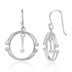 Sterling Silver Overlapping "C" w/Beads Earrings