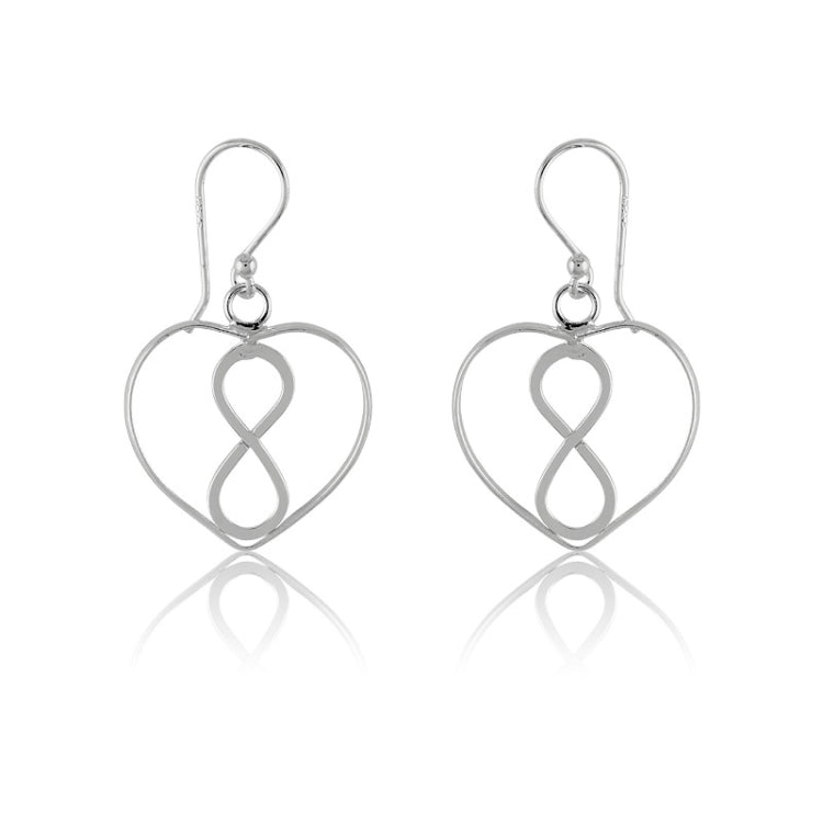 Sterling Silver Open Heart with Infinity Design Earrings