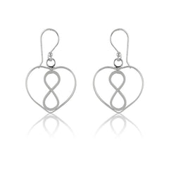 Sterling Silver Open Heart with Infinity Design Earrings