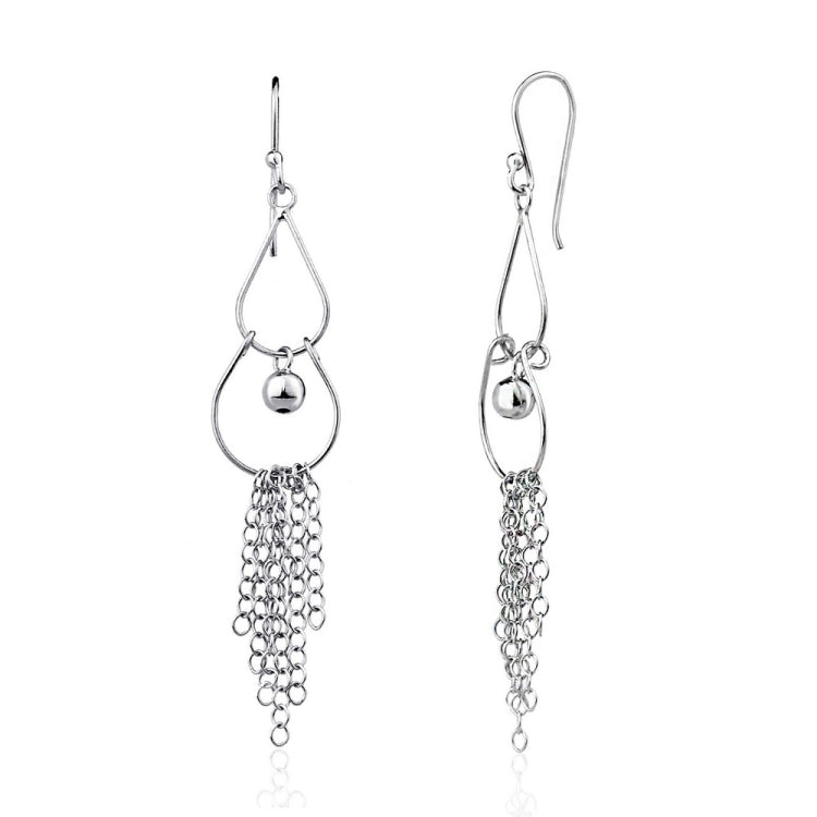 Sterling Silver Teardrop Then an Open Circle w/Chains Dangling Earrings