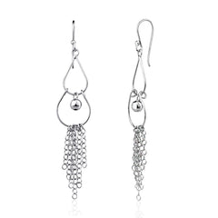 Sterling Silver Teardrop Then an Open Circle w/Chains Dangling Earrings