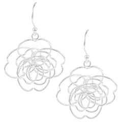 Sterling Silver Open Wire Flower Earrings
