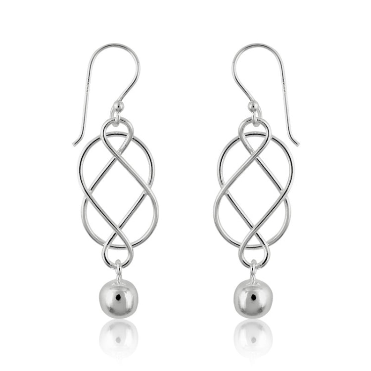 Sterling Silver Infinity Design with Hanging Bead Earrings