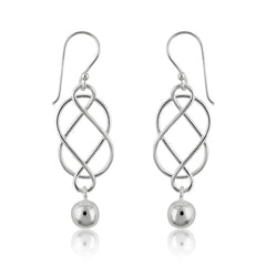 Sterling Silver Infinity Design with Hanging Bead Earrings