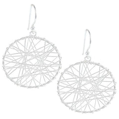 Sterling Silver Open Circle w/Wire Criss-Crossing Earrings