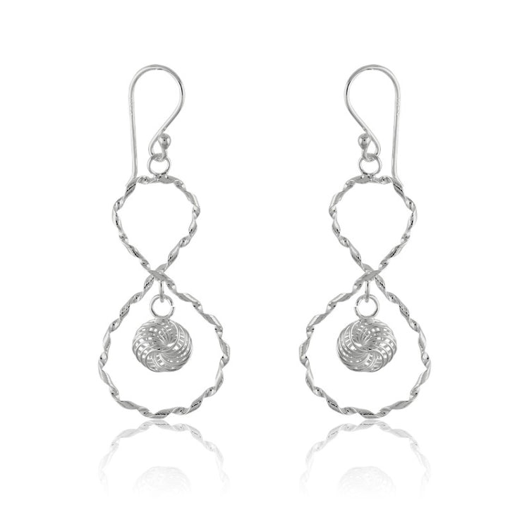 Sterling Silver Twisted Figure 8 w/Swirl Circle Center Earrings