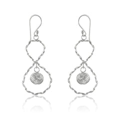 Sterling Silver Twisted Figure 8 w/Swirl Circle Center Earrings