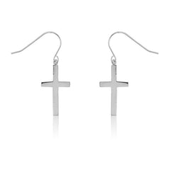 Sterling Silver Large Cross Earrings