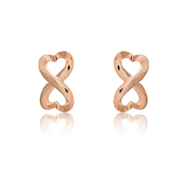 Sterling Silver Rose GP Heart Infinity Earrings