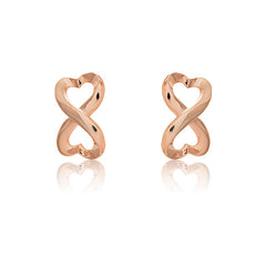 Sterling Silver Rose GP Heart Infinity Earrings