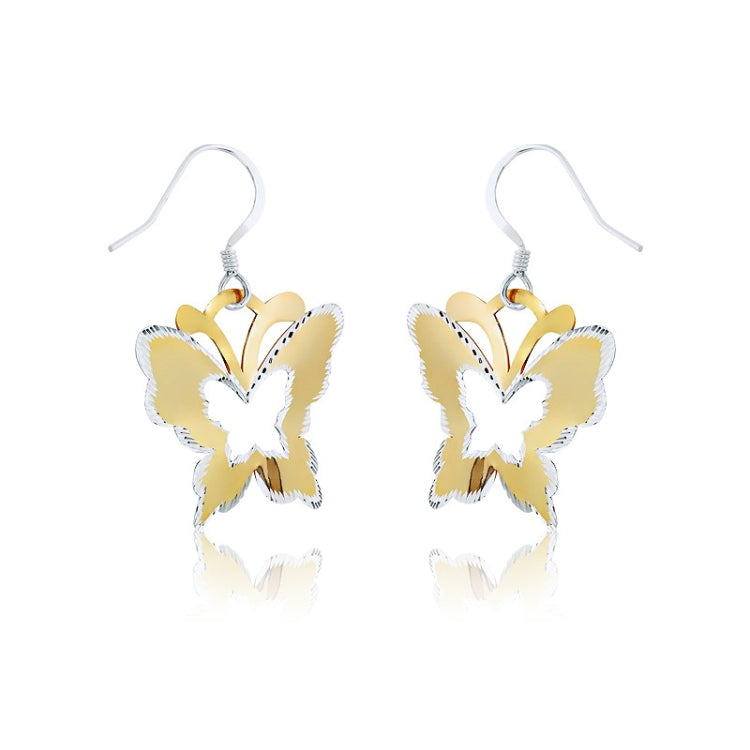 Sterling Silver GP Butterfly w/Diamond Cut Edge Earrings