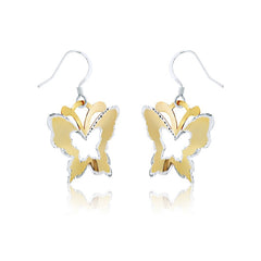 Sterling Silver GP Butterfly w/Diamond Cut Edge Earrings