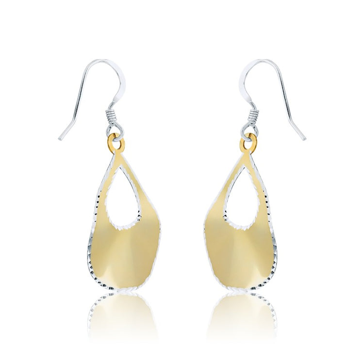 Sterling Silver GP Teardrop w/Diamond Cut Edge Earrings
