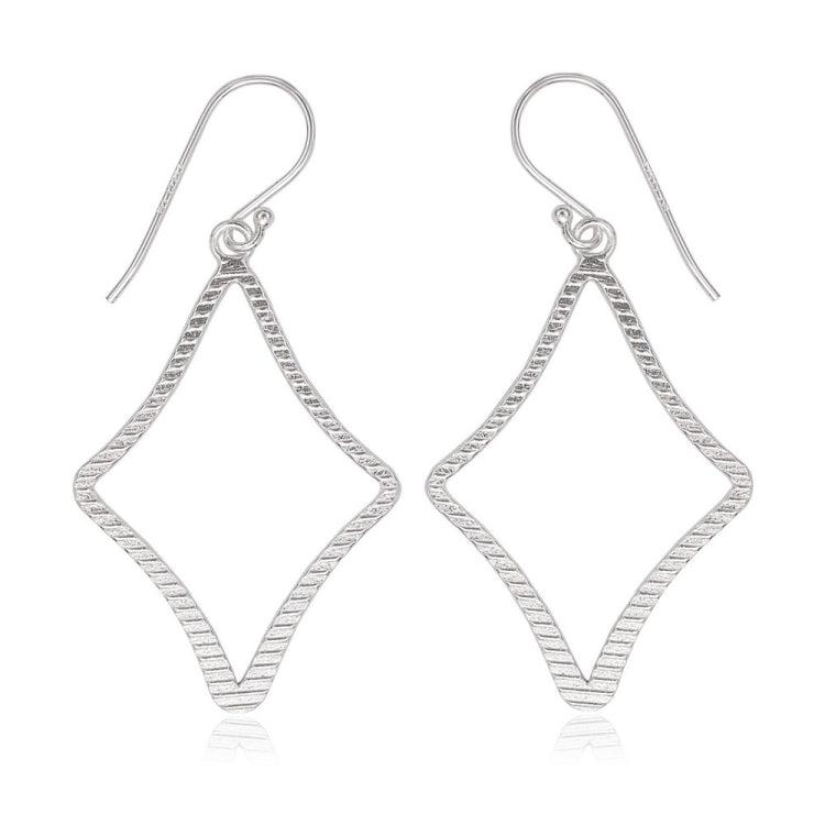 Sterling Silver Open Lined Diamond Shaped Earrings