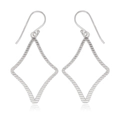 Sterling Silver Open Lined Diamond Shaped Earrings