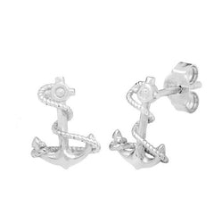 Sterling Silver Anchor with Rope Stud Earrings