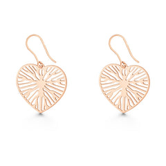 Sterling Silver Rose GP Open Heart with Branch Style Design Earrings