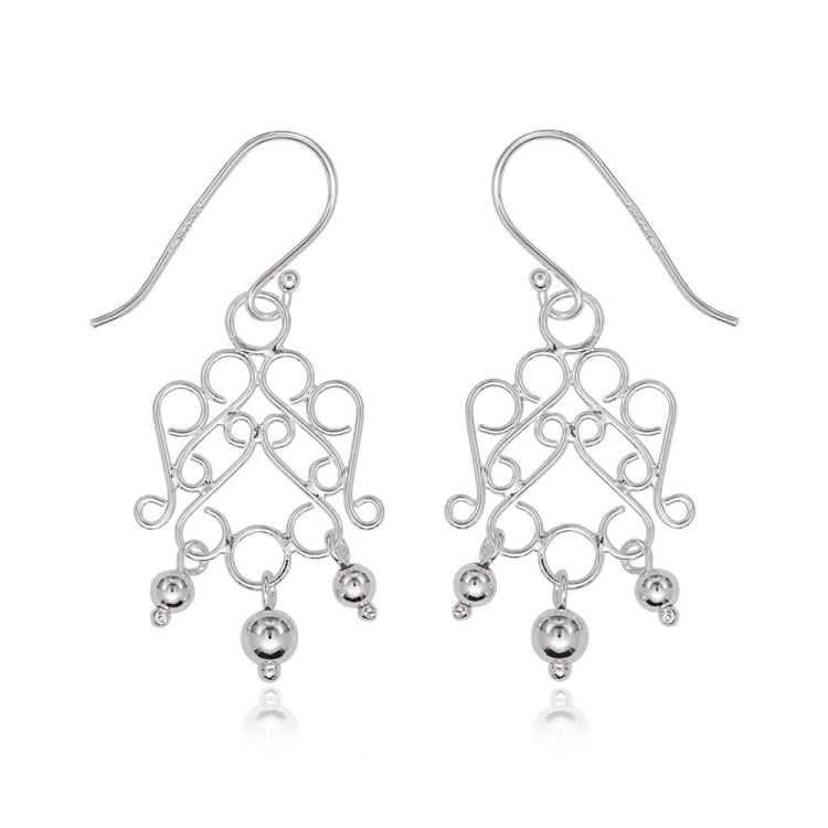 Sterling Silver Open Fancy Designed Earrings