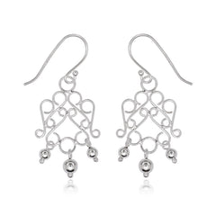 Sterling Silver Open Fancy Designed Earrings