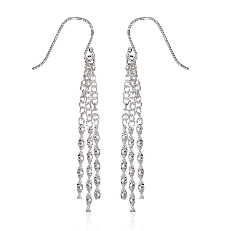 Sterling Silver Long Twisted Earrings