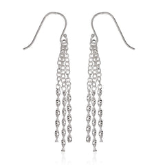 Sterling Silver Long Twisted Earrings