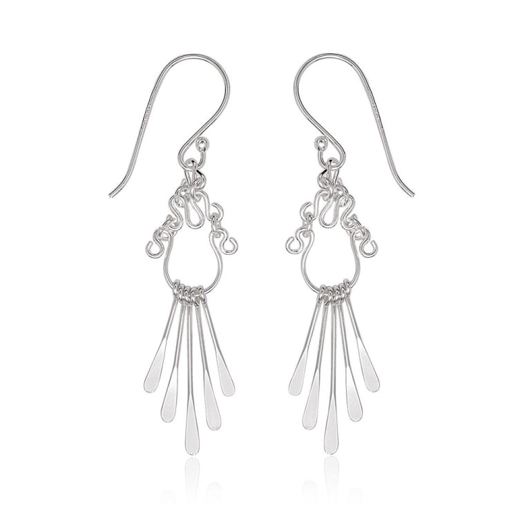 Sterling Silver Chain Link with Long Chime Style Earrings