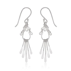 Sterling Silver Chain Link with Long Chime Style Earrings