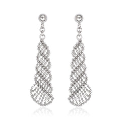Sterling Silver Graduating Twists with Diamond Cut Beads Earrings
