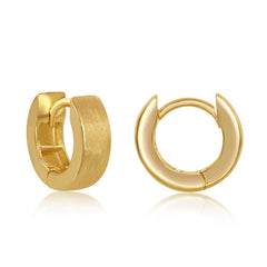 Sterling Silver 4x13mm Huggie Hoop Earrings - Brushed Gold Plated