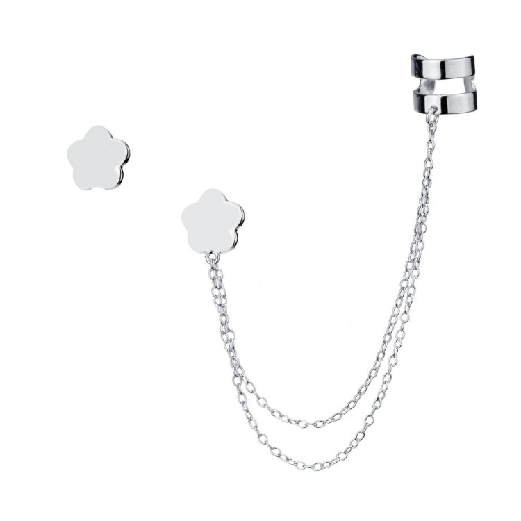 Sterling Silver Single Stud & Stud with Cuff Flower Earrings