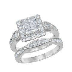 Sterling Silver Square Halo Designed 2.35 cttw White Topaz Wedding and Engagment Bridal Ring
