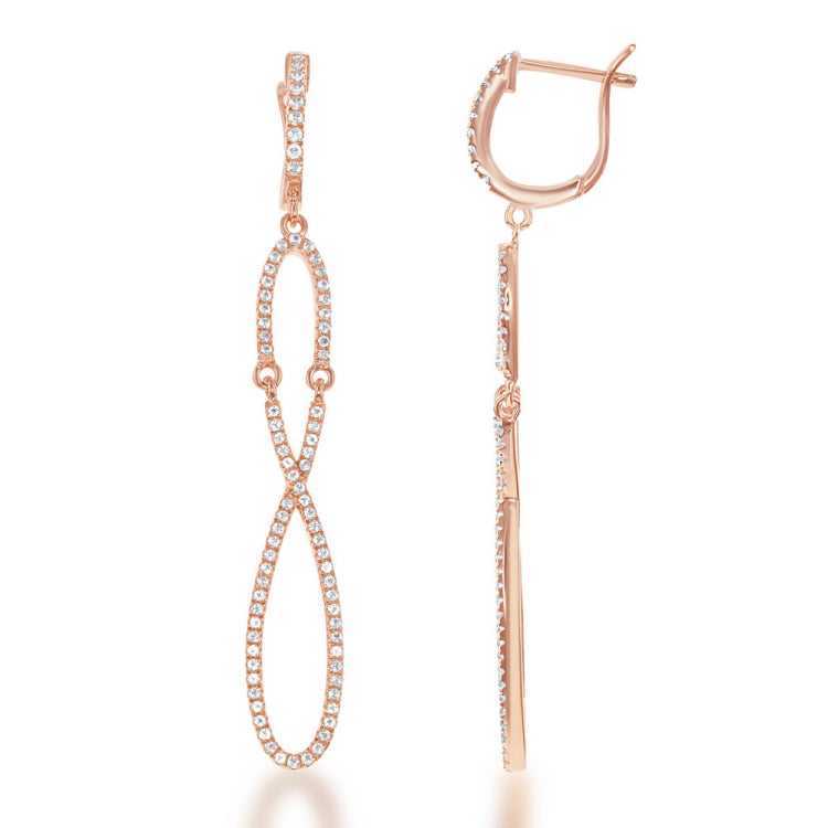 Sterling Silver Rose GP Infinity White Topaz 1.35 cttw Earrings