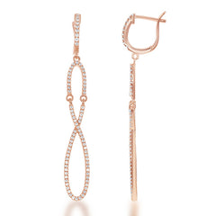 Sterling Silver Rose GP Infinity White Topaz 1.35 cttw Earrings