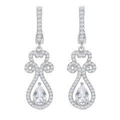 Sterling Silver 2.8 cttw White Topaz Designed Teardrop Bridal Earrings