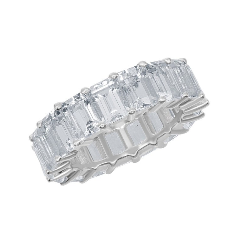 Sterling Silver Baguette 11.90cttw White Topaz Eternity Ring