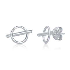 Sterling Silver Small Open Hoop Bar Earrings