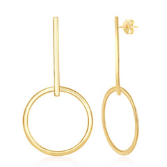 Sterling Silver Gold Plated Long Bar & Hoop Earrings