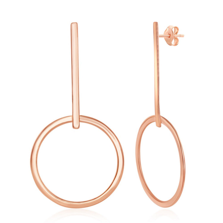 Sterling Silver Long Bar & Hoop Earrings - Rose Gold Plated
