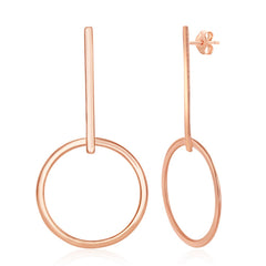 Sterling Silver Long Bar & Hoop Earrings - Rose Gold Plated