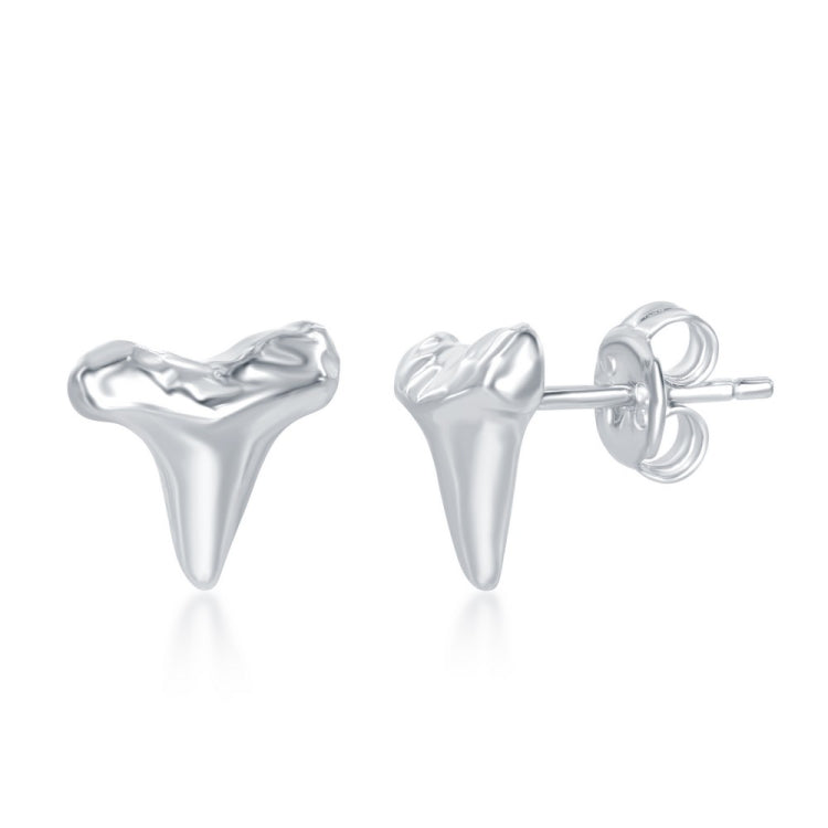 Sterling Silver Shark Tooth Stud Earrings