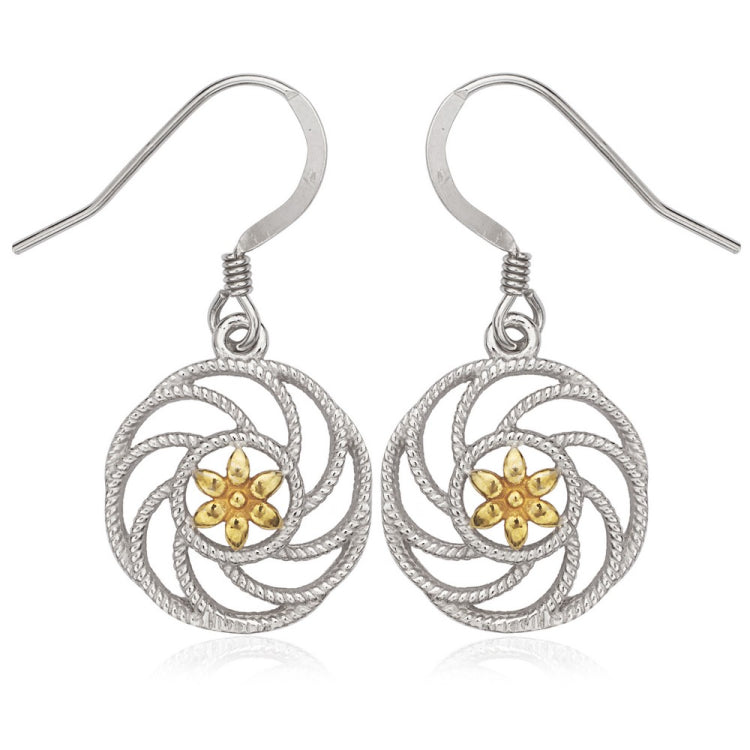 Sterling Silver Flower with Center GP Flower Earrings